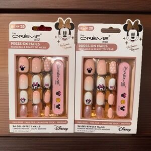 The Crème Shop Minnie Mouse Reusable Press On Nails 24 Gel Effect Med Length 2X